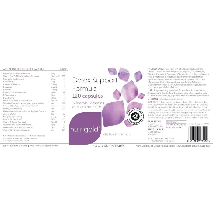 Detox Support Formula x 120 Capsules * NEW FORMULATION | Nutrigold Detox Support Formula x 120 Capsules * NEW FORMULATION | Nutrigold